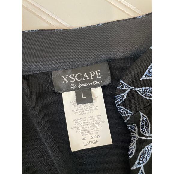 Xscape Set Women Black Blue Stretch Sparkle Dress-Jacket Tank Evening Shimmer L - Picture 5 of 8
